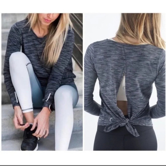 Zyia Blue Space Dye Open Twist Back Top - Picture 1 of 7